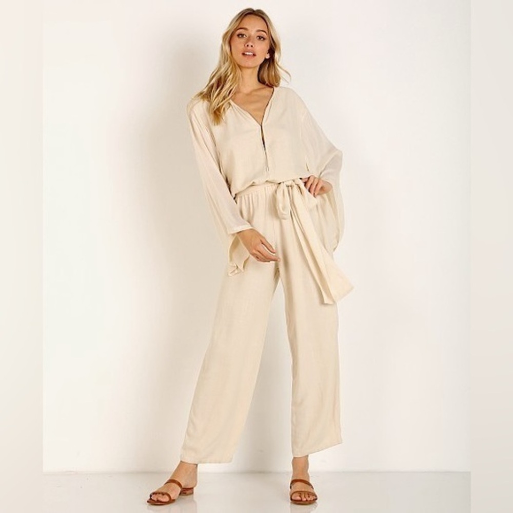 Indah cream linen blend Mazie pants jumpsuit